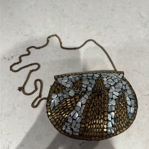 Glamorous Mosaic Clutch in Gold and Silver